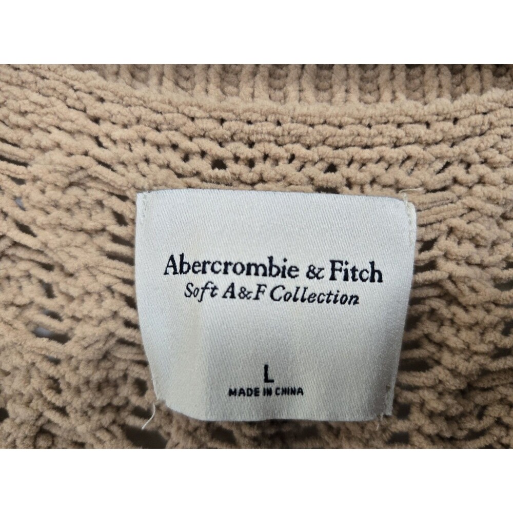Abercrombie Fitch Cardigan Sweater Women L Brown Soft A&F Cozy Open Granola - Picture 4 of 8